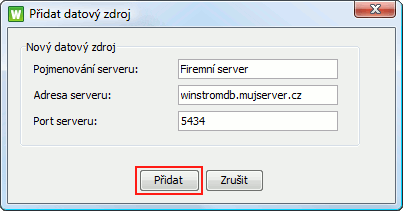 Přidání nového zdroje