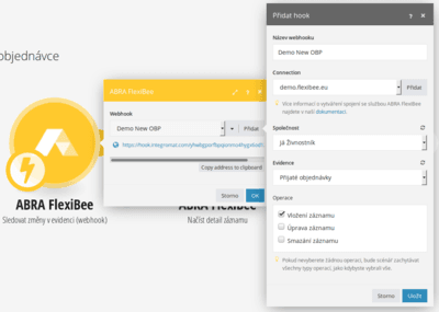 Nastavení komponenty pro FlexiBee WebHooks