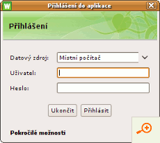 Přihlašovací obrazovka v češtině